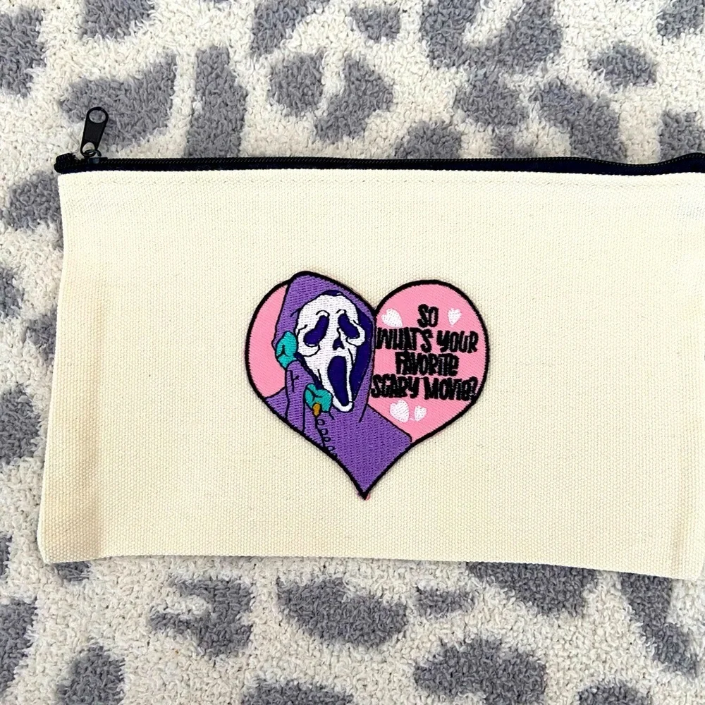 HANDMADE COSMETICS BAG WITH ‘SCREAM’ PATCH